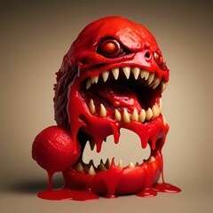 Naklejka premium red fruit monster, digitial art style