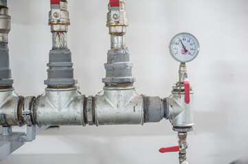 Pressure regulator valve that controls the pressure of a fluid or gas in factory supply