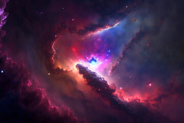 Obraz na płótnie Canvas colorful cosmos space nebula created with generative ai 