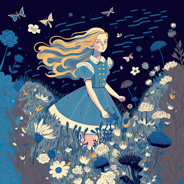 blue alice in wonderland
