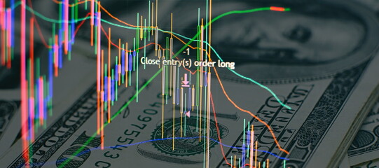 Stock market graph on led screen. Finance and investment concept. Selective focus.