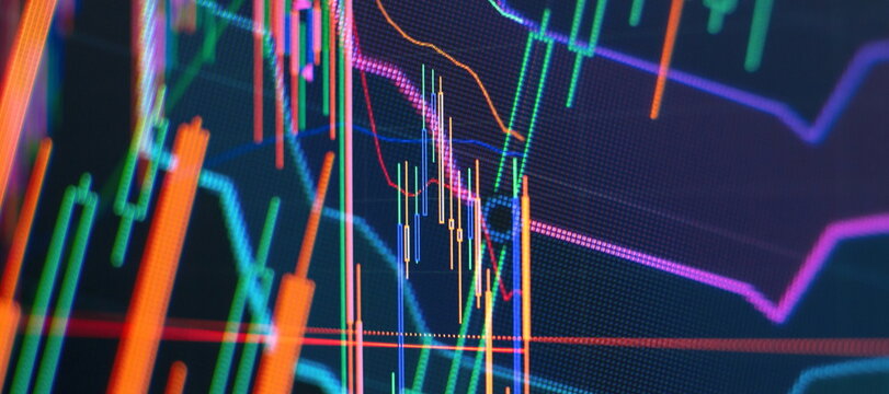 Stock market graph on led screen. Finance and investment concept. Selective focus. - Powered by Adobe