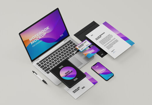 Modern Identity Pack Mockup With Smart Devices