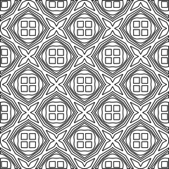 Monochrome ornamental texture with smooth linear shapes, zigzag lines, lace pattern.Abstract geometric black and white pattern for web page, textures, card, poster, fabric, textile.