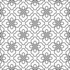 Monochrome ornamental texture with smooth linear shapes, zigzag lines, lace pattern.Abstract geometric black and white pattern for web page, textures, card, poster, fabric, textile.
