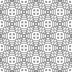 Monochrome ornamental texture with smooth linear shapes, zigzag lines, lace pattern.Abstract geometric black and white pattern for web page, textures, card, poster, fabric, textile.