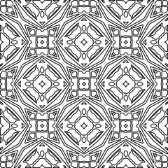 Monochrome ornamental texture with smooth linear shapes, zigzag lines, lace pattern.Abstract geometric black and white pattern for web page, textures, card, poster, fabric, textile.