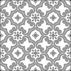 Monochrome ornamental texture with smooth linear shapes, zigzag lines, lace pattern.Abstract geometric black and white pattern for web page, textures, card, poster, fabric, textile.