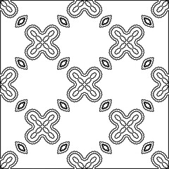 Monochrome ornamental texture with smooth linear shapes, zigzag lines, lace pattern.Abstract geometric black and white pattern for web page, textures, card, poster, fabric, textile.