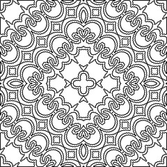 Monochrome ornamental texture with smooth linear shapes, zigzag lines, lace pattern.Abstract geometric black and white pattern for web page, textures, card, poster, fabric, textile.