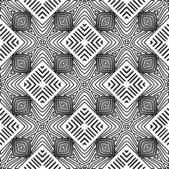  Monochrome ornamental texture with smooth linear shapes, zigzag lines, lace pattern.Abstract geometric black and white pattern for web page, textures, card, poster, fabric, textile.