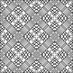  Monochrome ornamental texture with smooth linear shapes, zigzag lines, lace pattern.Abstract geometric black and white pattern for web page, textures, card, poster, fabric, textile.