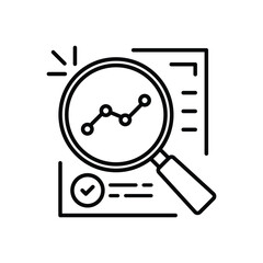 data quality assessment or study case thin line icon. concept of fraud search or accounting plan symbol. stroke art trend modern paperwork logotype graphic web linear market design isolated on white