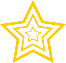 Golden yellow shining star boho icon drawing doodle