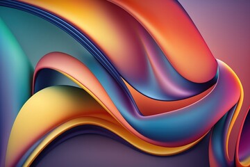 Futuristic Abstract Art: Dynamic Holographic Iridescent Curved Wave in Motion