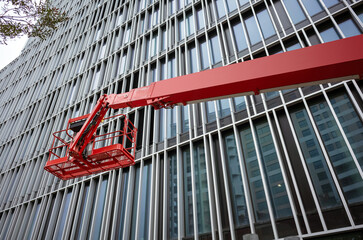 cherry picker used to cleaning windows or doing maintenance work on a building