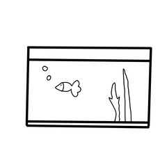fish tank aquarium hand drawn doodle organic line 