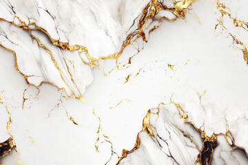 White and gold marble textured background. Abstract design, 4k wallpaper. AI