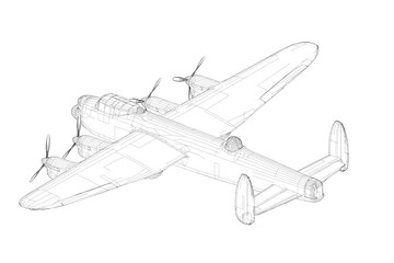 Fototapeta na wymiar 3d illustration. A four -engine heavy English bomber from the Second World War