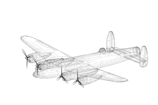 3d illustration. A four -engine heavy English bomber from the Second World War