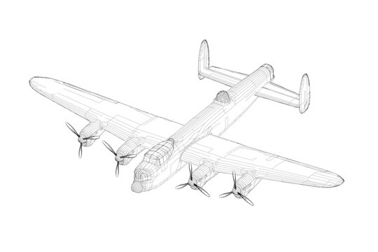 3d illustration. A four -engine heavy English bomber from the Second World War