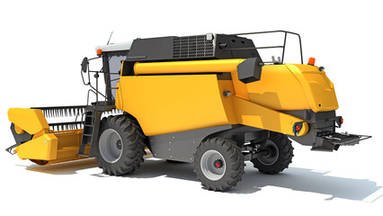 Combine Harvester Farm Equipment 3D rendering on white background