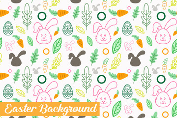 seamless pattern for easter on a white background. Easter eggs, branches, flowers in Spring holiday background for printing on fabric, paper for scrapbooking, gift wrap and wallpapers.