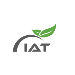 IAT letter nature logo design on white background. IAT creative initials letter leaf logo concept. IAT letter design.
