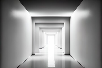White corridor abstract background room Generative AI