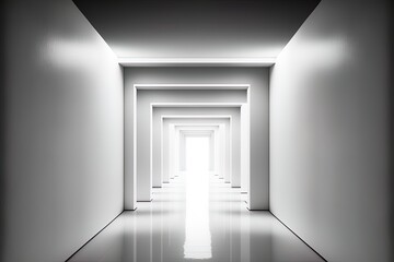Obraz premium White corridor abstract background room Generative AI