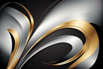 Silver and gold abstract contemporary backdrop design with black Generative AI