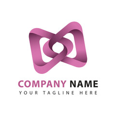 Abstract interlocking play button logo design template. Application icon