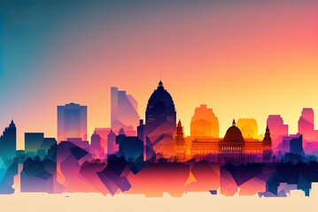 landmarks and a skyline in Bucharest that are visible through translucent layers. Generative AI