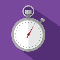 Stopwatch flat Icon vector illustration isolated on purple Background