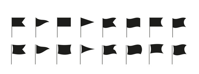 Set of flag different shapes icons flat illustration © tutti_frutti