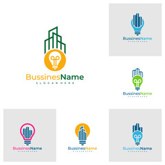 Set of City Bulb logo vector template. Creative Bulb logo design concepts