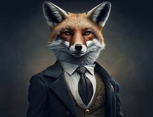 Anthropomorphic Fox in a Dapper Suit