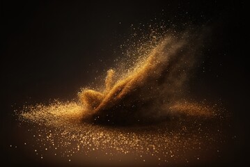 Fototapeta na wymiar Textured gold glitter dust Generative AI