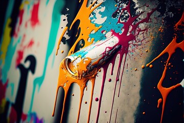 a close-up of spray paint graffiti on a wall Generative AI