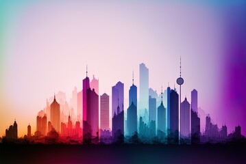 Layered gradient skyline of jinan's famous landmarks Generative AI