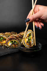 sushi rolls on a plate