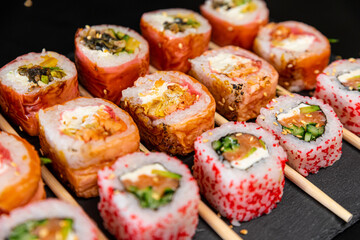 sushi rolls on a plate