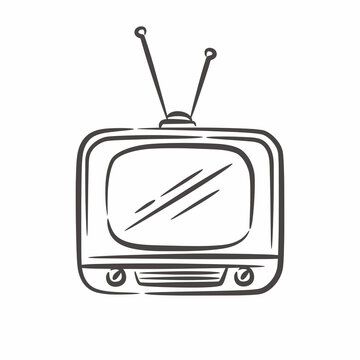 recommend clip art: Vintage retro television line art