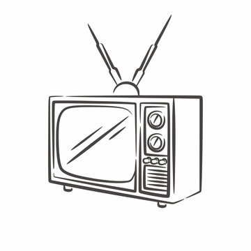 recommend clip art: Vintage retro television line art