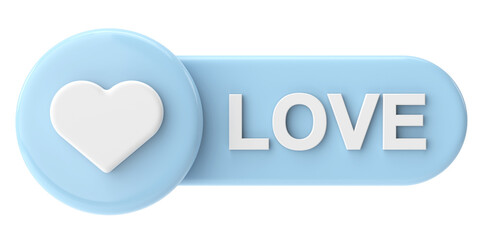 Love button. heart icon. 3D illustration.