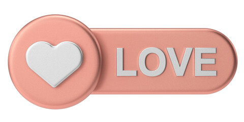 Love button. heart icon. 3D illustration.