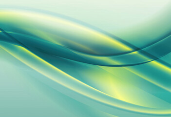 Abstract green background, elegant soft waves, white green lines wallpaper 3d illustration.
