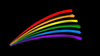 Painted Rainbow Stripes on black background - 3D Illustration