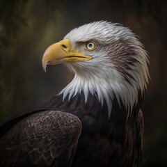 Obraz premium Close up of Bald Eagle - Safari Snapshot Nature's Portrait Animal Natural Lighting. Generative AI
