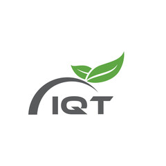 IQT letter nature logo design on white background. IQT creative initials letter leaf logo concept. IQT letter design.